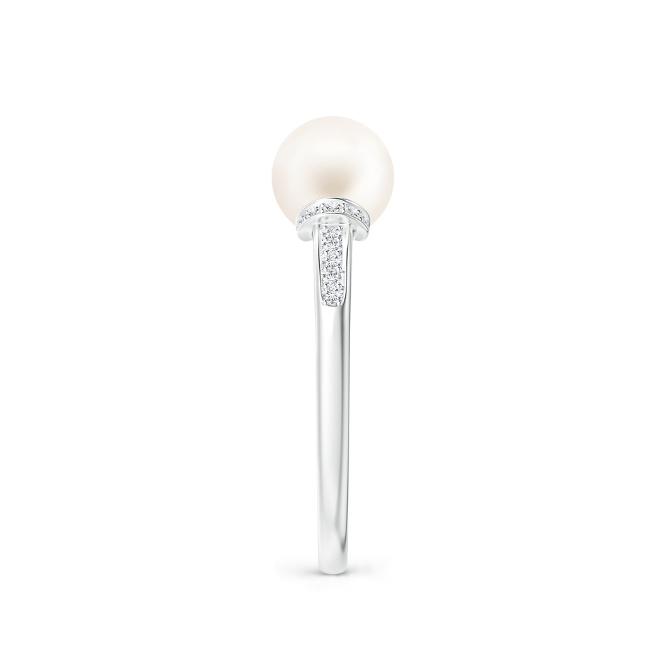 7mm AA Freshwater Pearl Ring with Diamond Collar in White Gold side 2