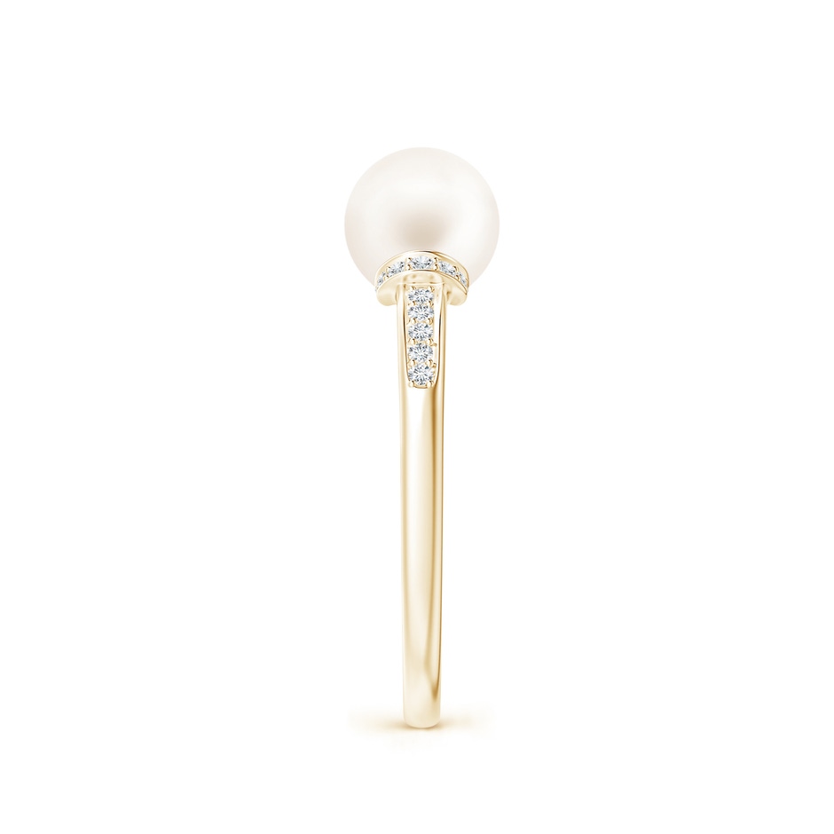 7mm AA Freshwater Pearl Ring with Diamond Collar in Yellow Gold side 2