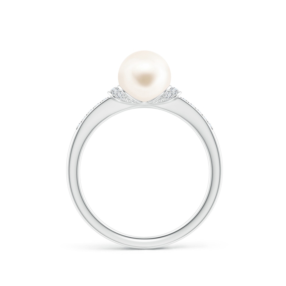 7mm AAA Freshwater Pearl Ring with Diamond Collar in P950 Platinum side 1
