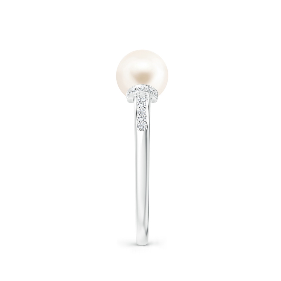 7mm AAA Freshwater Pearl Ring with Diamond Collar in P950 Platinum side 2