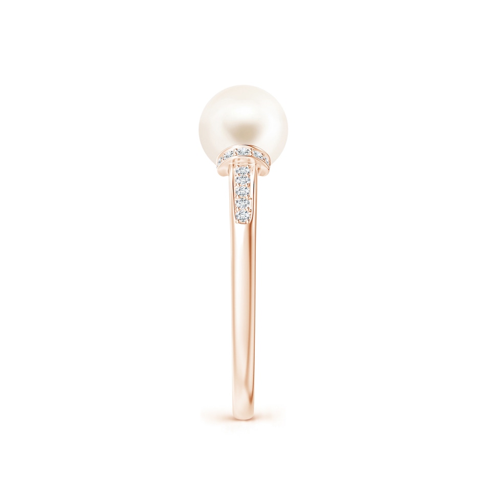 7mm AAA Freshwater Pearl Ring with Diamond Collar in Rose Gold side 2