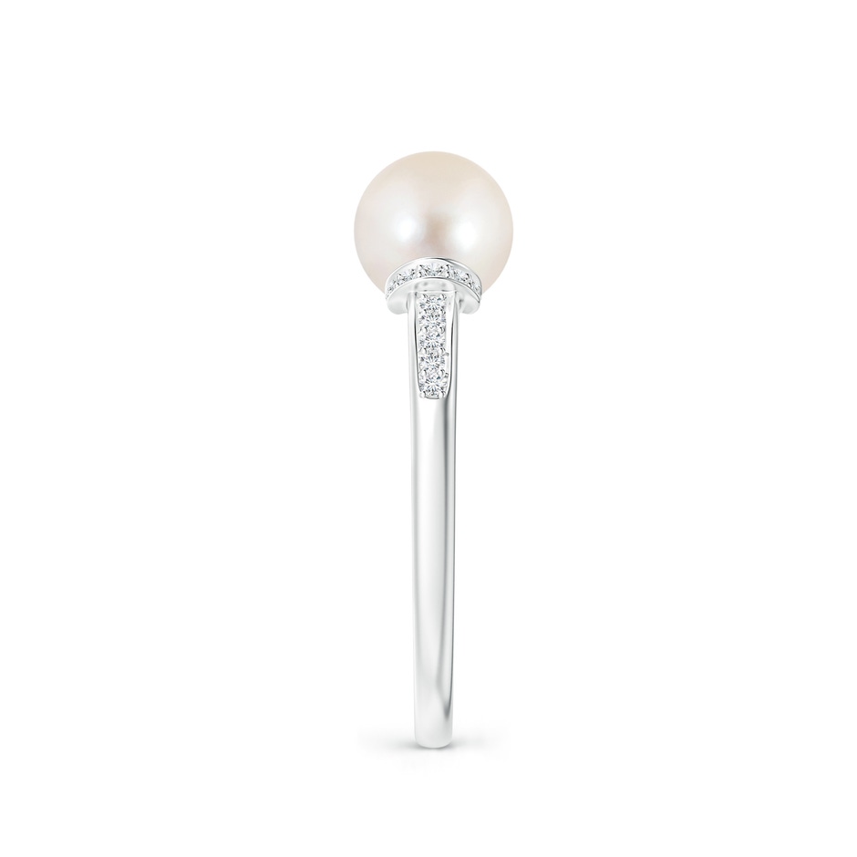 7mm AAAA Freshwater Pearl Ring with Diamond Collar in P950 Platinum side 2