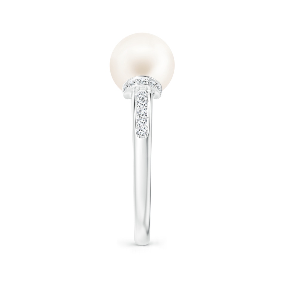9mm AA Freshwater Pearl Ring with Diamond Collar in White Gold side 2