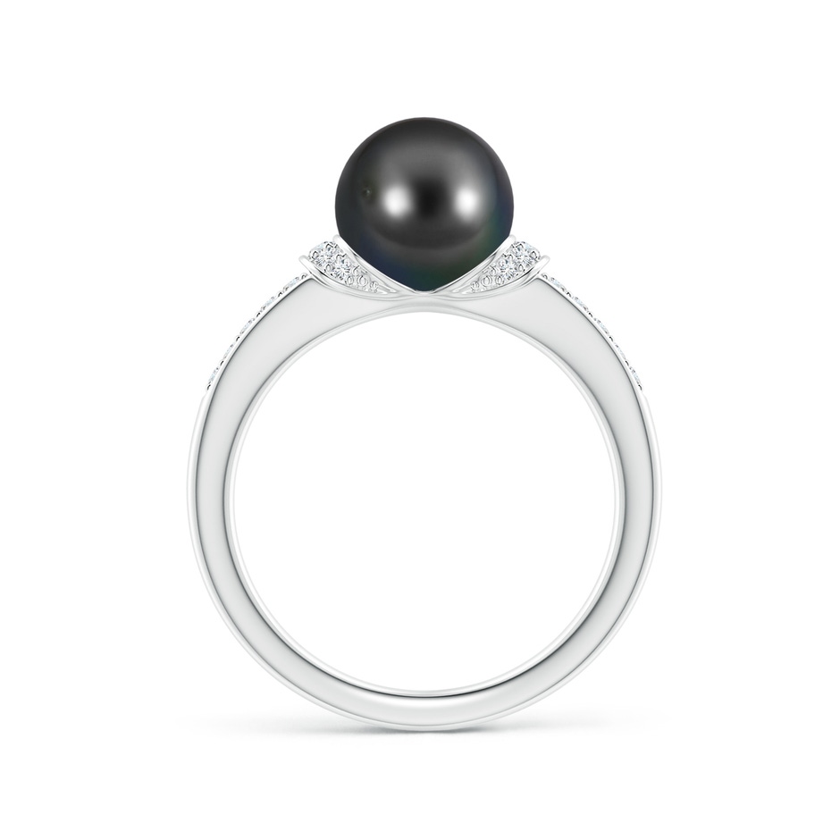 8mm AA Tahitian Pearl Ring with Diamond Collar in White Gold side 1