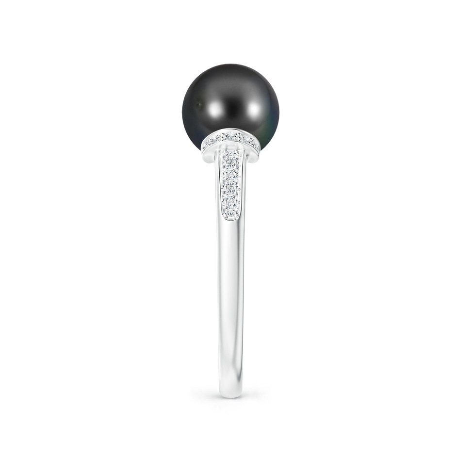 8mm AA Tahitian Pearl Ring with Diamond Collar in White Gold side 2