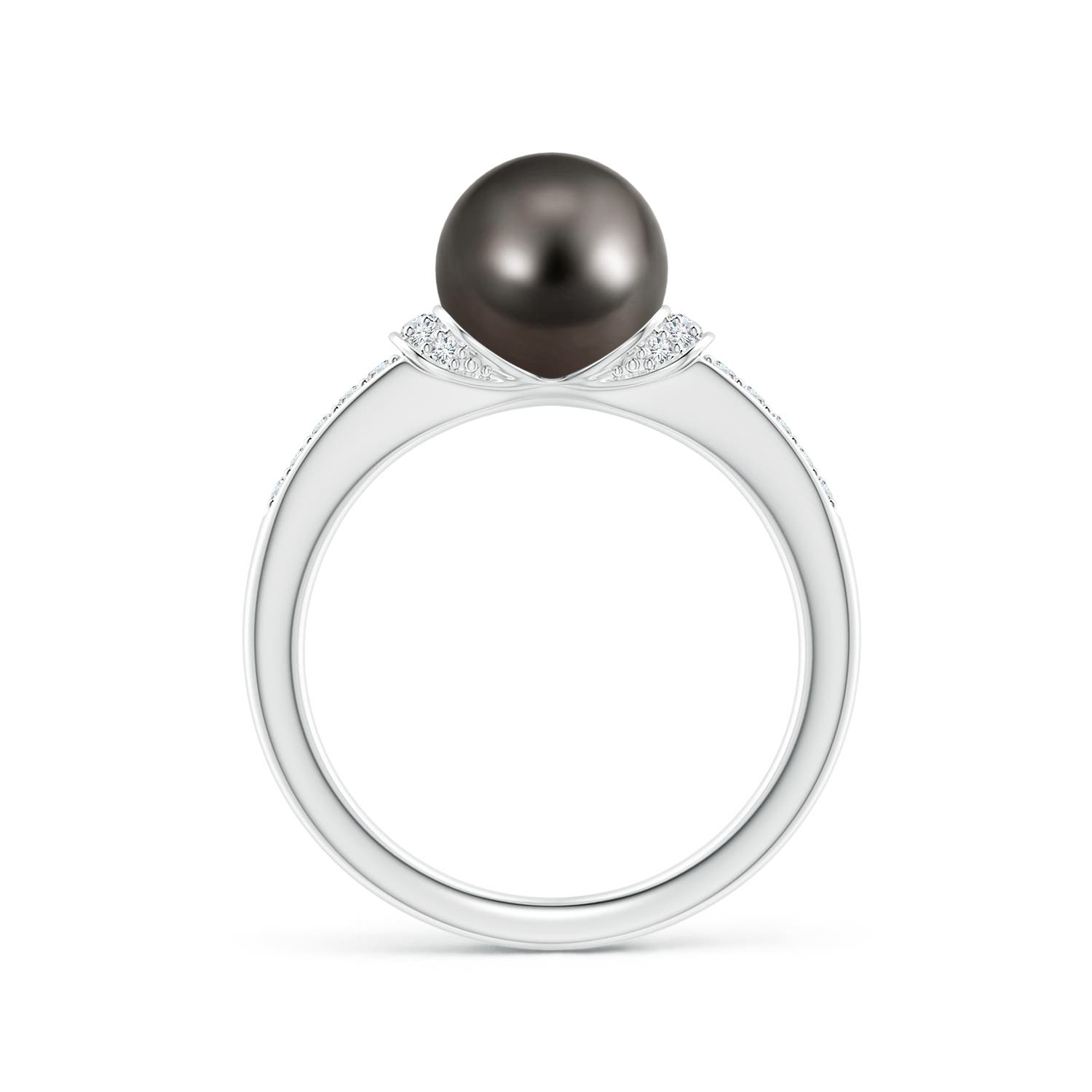 8mm AAA Tahitian Pearl Ring with Diamond Collar in White Gold