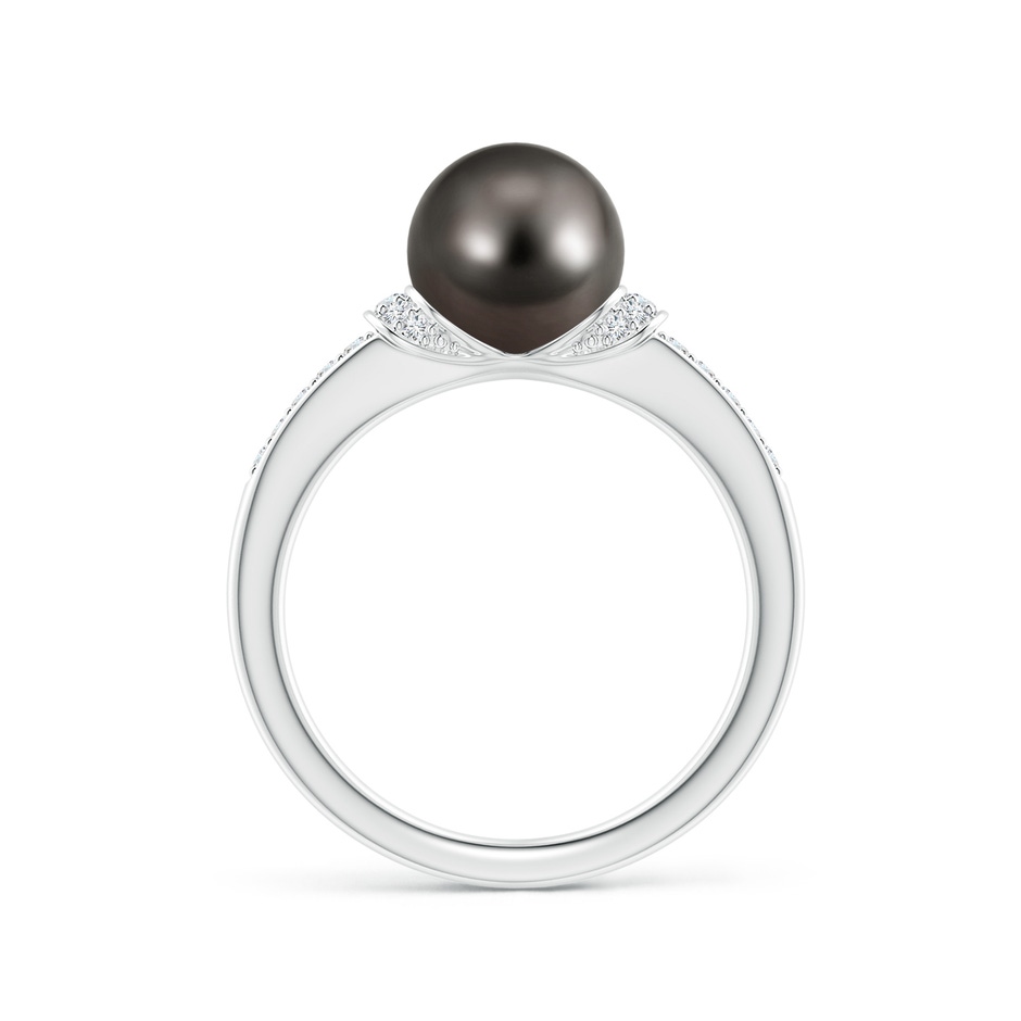 8mm AAA Tahitian Pearl Ring with Diamond Collar in White Gold side 1