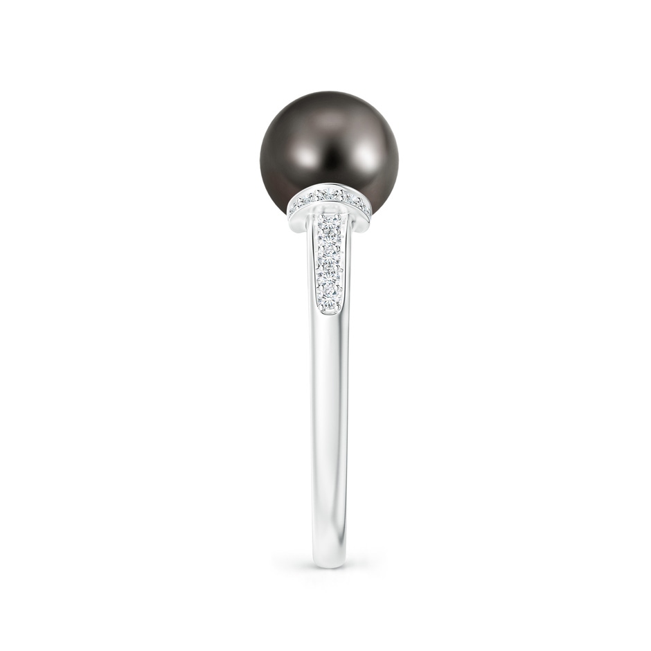 8mm AAA Tahitian Pearl Ring with Diamond Collar in White Gold side 2