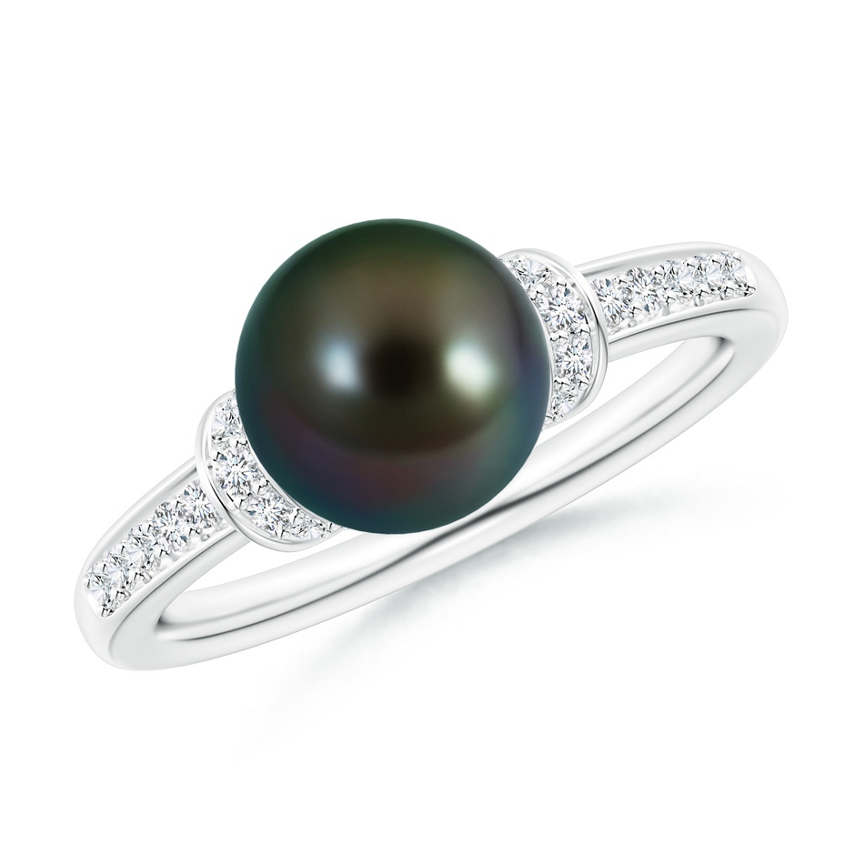 8mm AAAA Tahitian Pearl Ring with Diamond Collar in P950 Platinum 