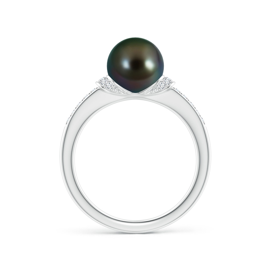 8mm AAAA Tahitian Pearl Ring with Diamond Collar in P950 Platinum side 1
