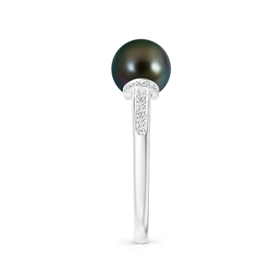 8mm AAAA Tahitian Pearl Ring with Diamond Collar in P950 Platinum side 2