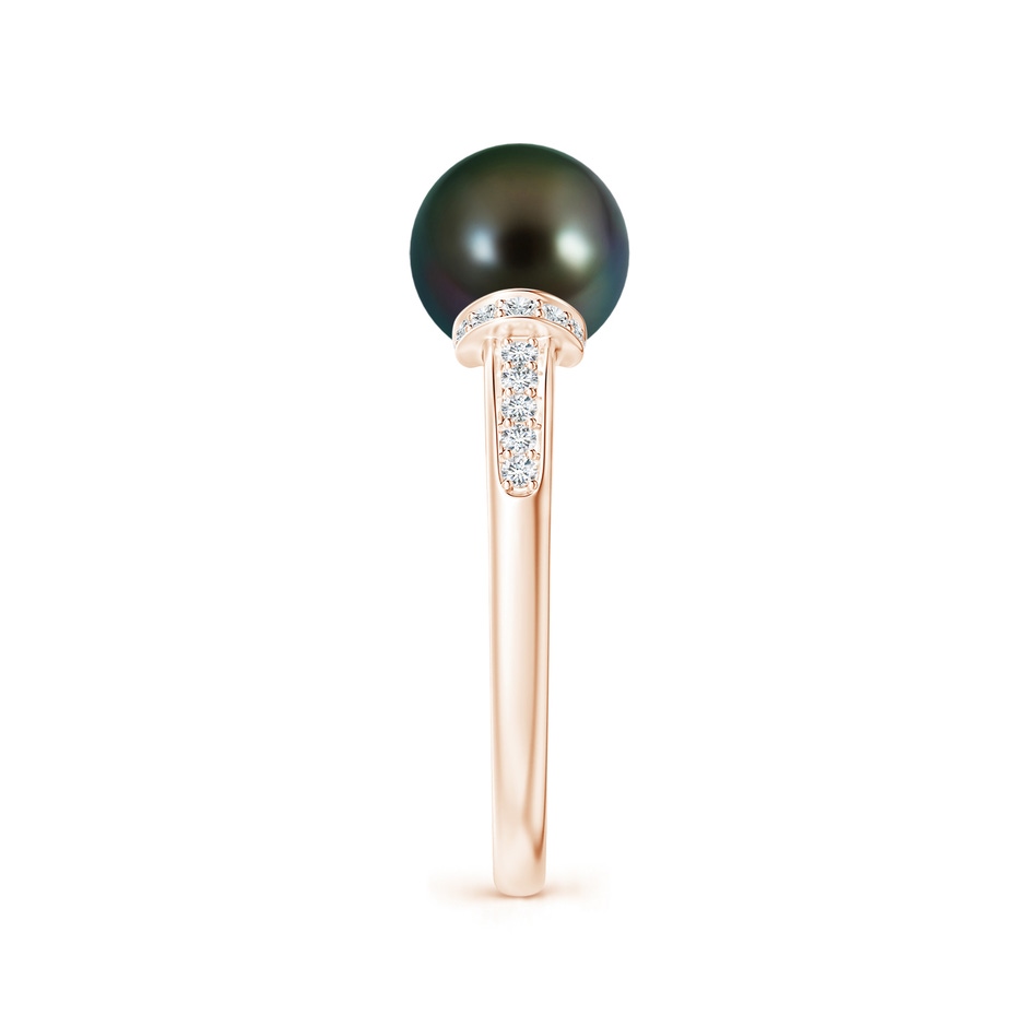 8mm AAAA Tahitian Pearl Ring with Diamond Collar in Rose Gold side 2