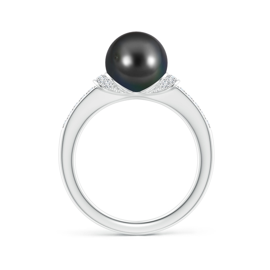 9mm AA Tahitian Pearl Ring with Diamond Collar in P950 Platinum side 1