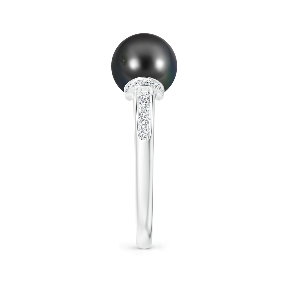 9mm AA Tahitian Pearl Ring with Diamond Collar in P950 Platinum side 2