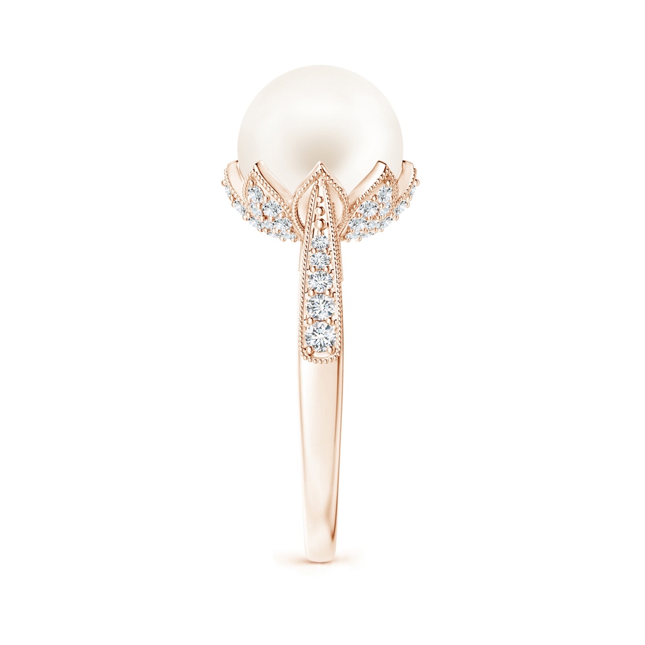 10mm AA Vintage Style Freshwater Pearl Ring in Rose Gold side 299