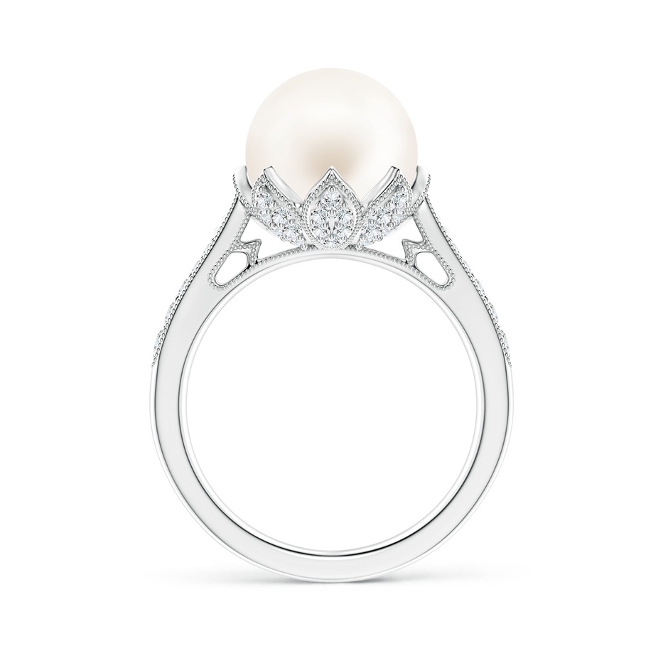 10mm AA Vintage Style Freshwater Pearl Ring in White Gold side 199