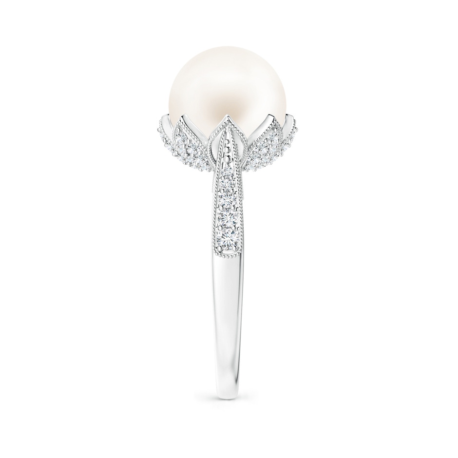 10mm AA Vintage Style Freshwater Pearl Ring in White Gold side 299
