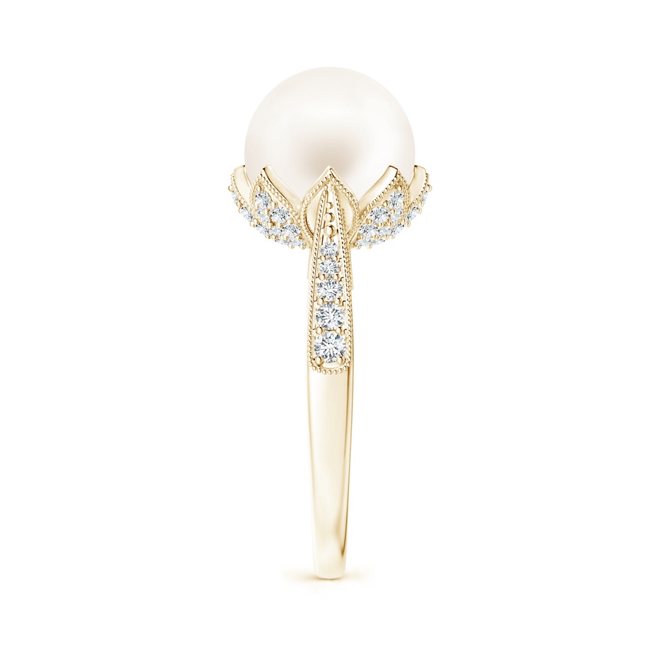 10mm AA Vintage Style Freshwater Pearl Ring in Yellow Gold side 299