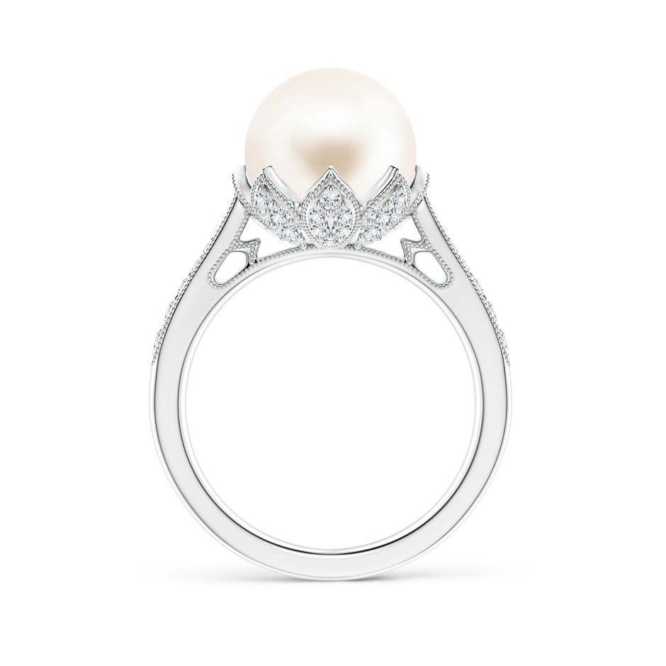 10mm AAA Vintage Style Freshwater Pearl Ring in 18K White Gold side 199
