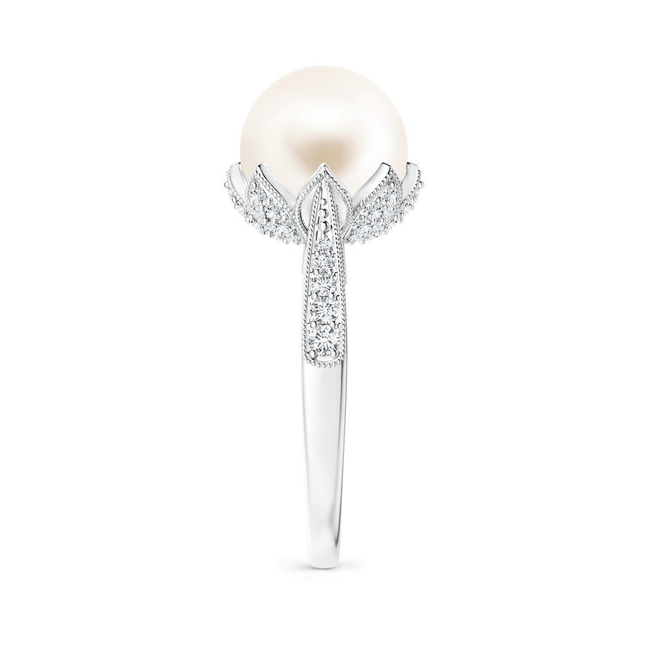 10mm AAA Vintage Style Freshwater Pearl Ring in 18K White Gold side 299