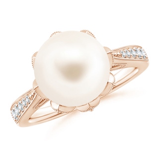 10mm AAA Vintage Style Freshwater Pearl Ring in Rose Gold