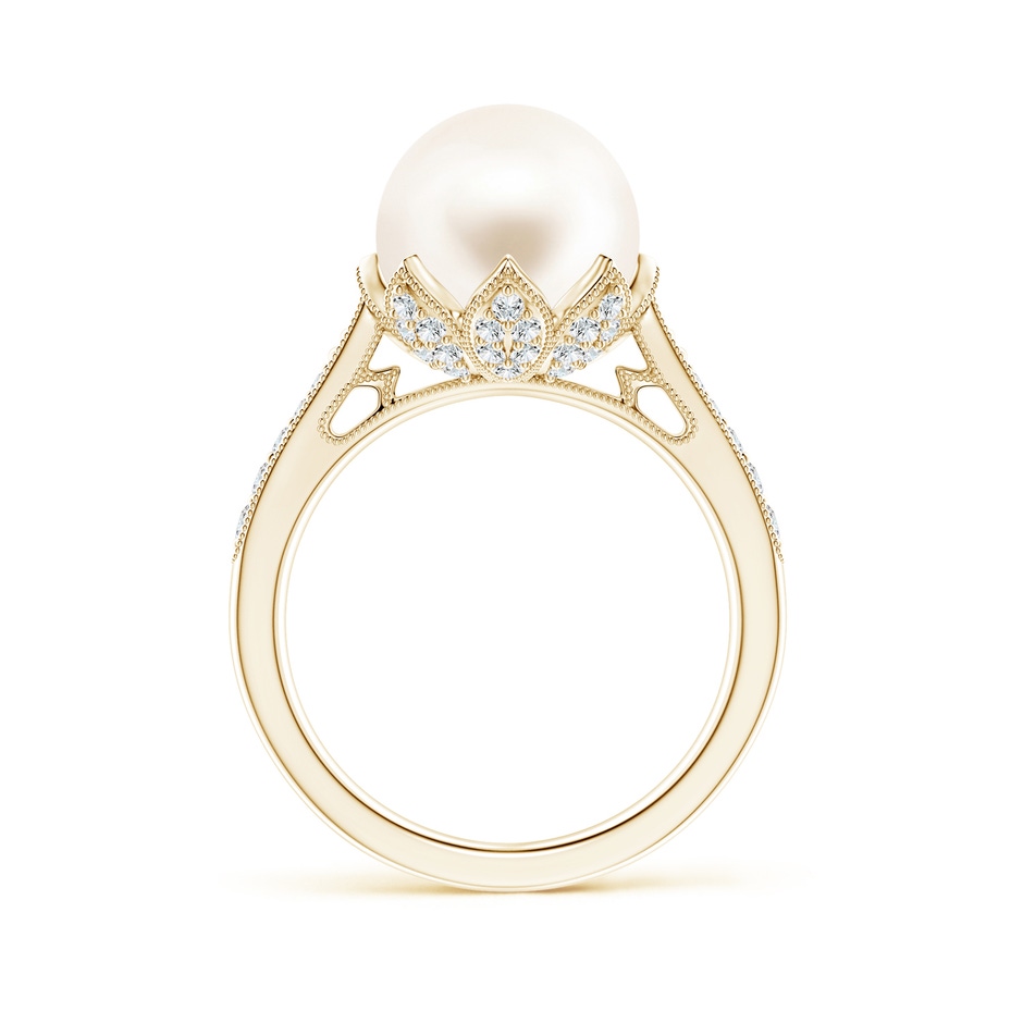 10mm AAA Vintage Style Freshwater Pearl Ring in Yellow Gold side 199