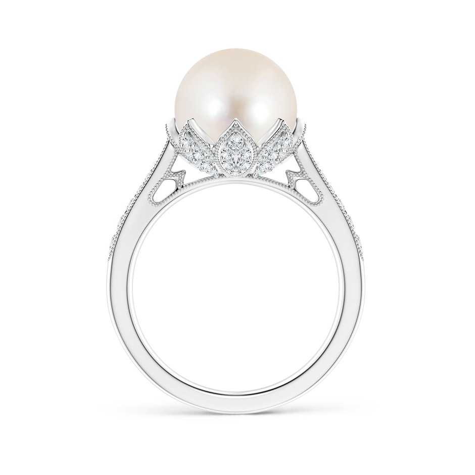 10mm AAAA Vintage Style Freshwater Pearl Ring in P950 Platinum side 199