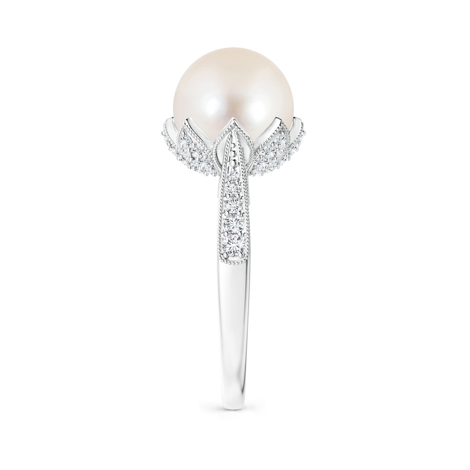 10mm AAAA Vintage Style Freshwater Pearl Ring in P950 Platinum side 299