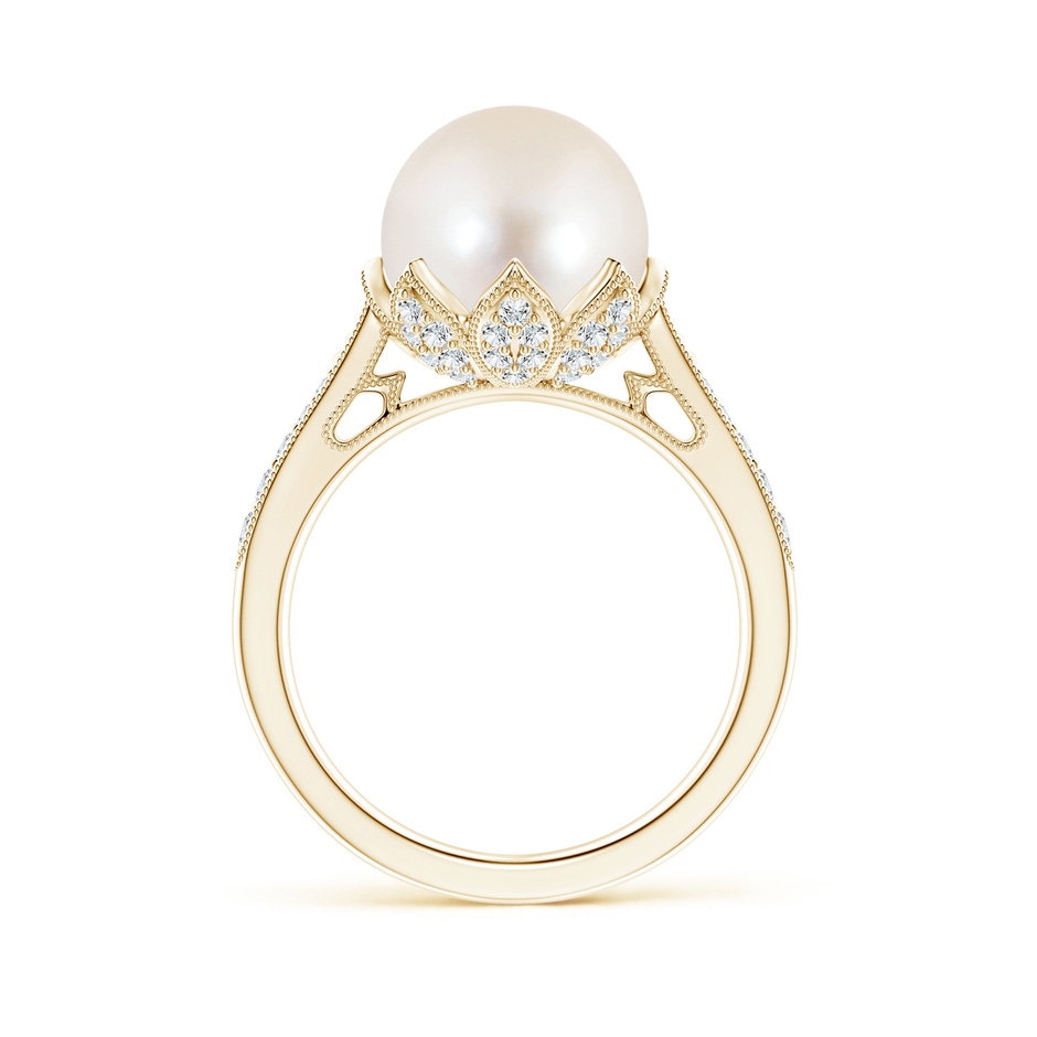 10mm AAAA Vintage Style Freshwater Pearl Ring in Yellow Gold side 199
