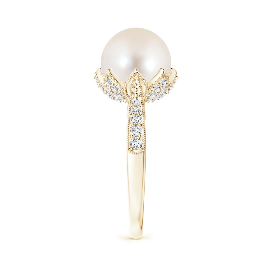 10mm AAAA Vintage Style Freshwater Pearl Ring in Yellow Gold side 299