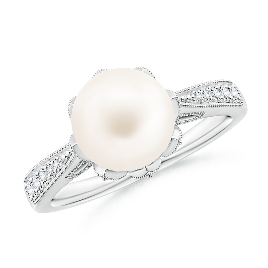 8mm AA Vintage Style Freshwater Pearl Ring in P950 Platinum 