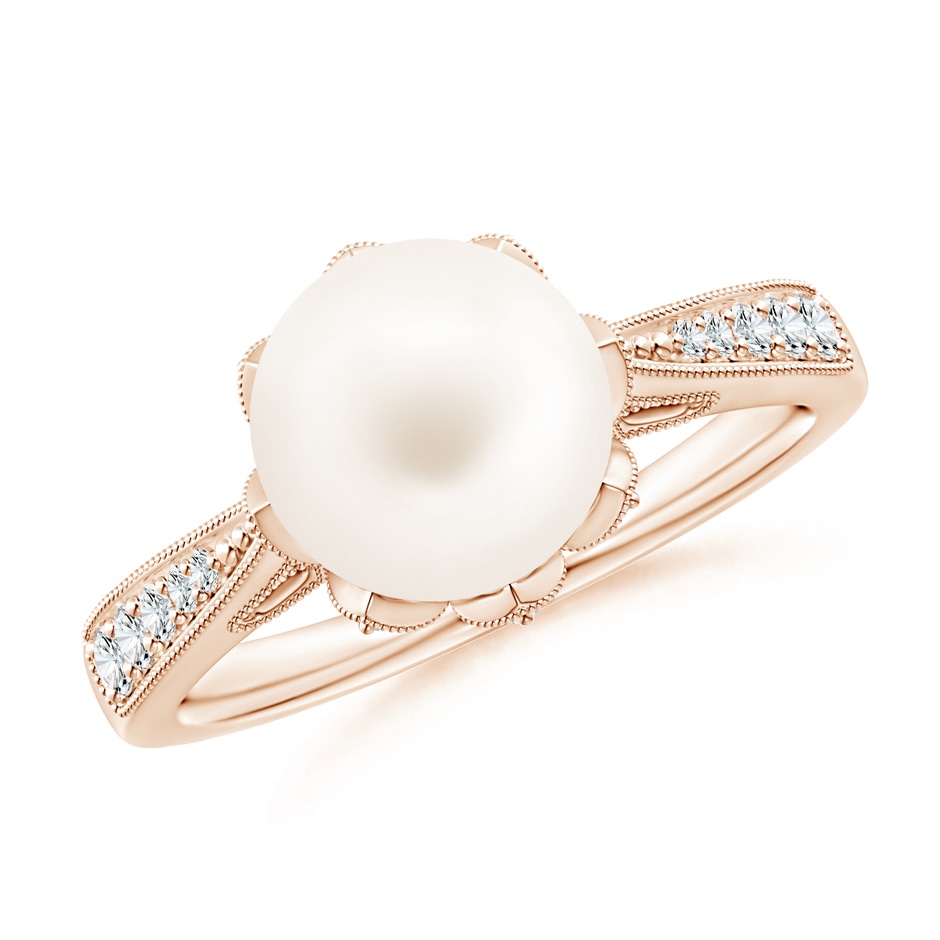 8mm AA Vintage Style Freshwater Pearl Ring in Rose Gold 