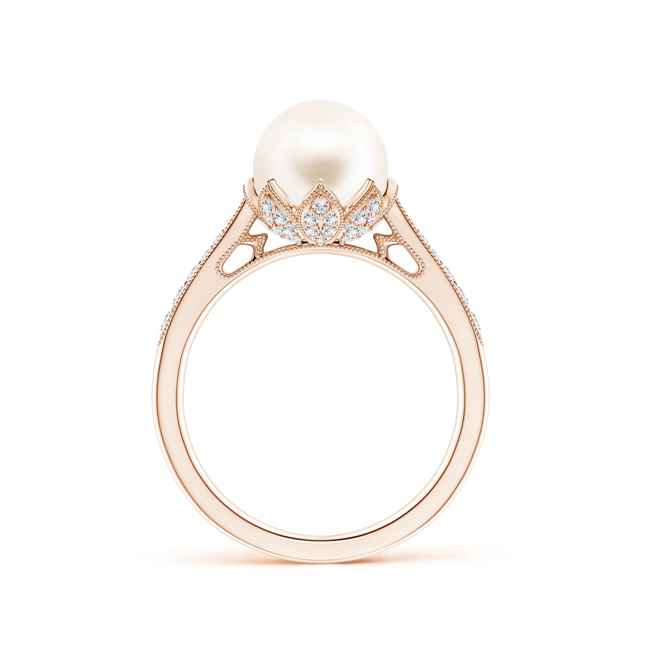 8mm AAA Vintage Style Freshwater Pearl Ring in Rose Gold side 199