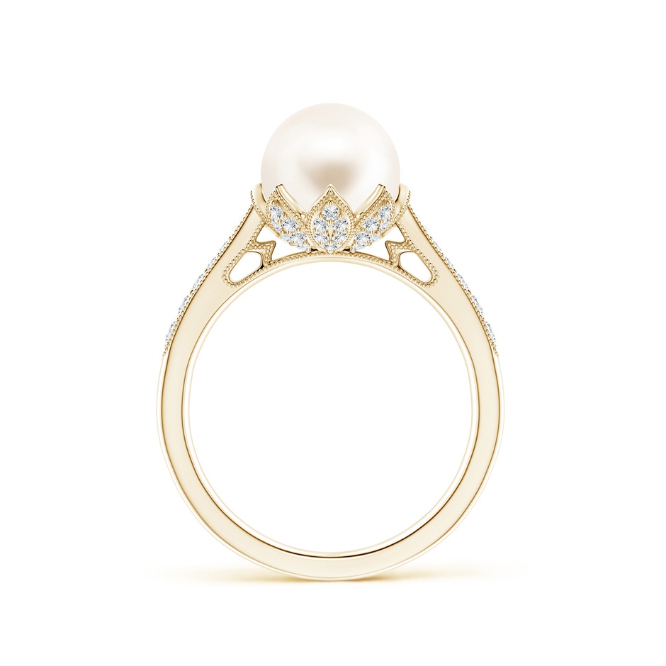 8mm AAA Vintage Style Freshwater Pearl Ring in Yellow Gold side 199