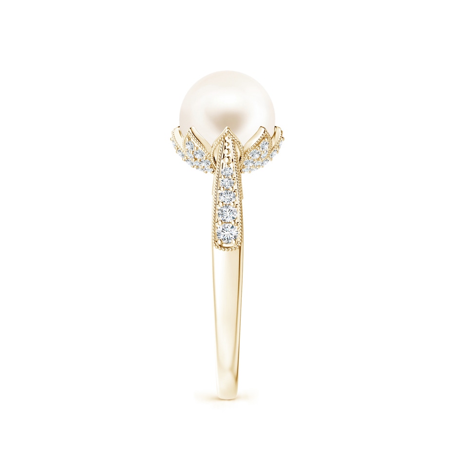 8mm AAA Vintage Style Freshwater Pearl Ring in Yellow Gold side 299