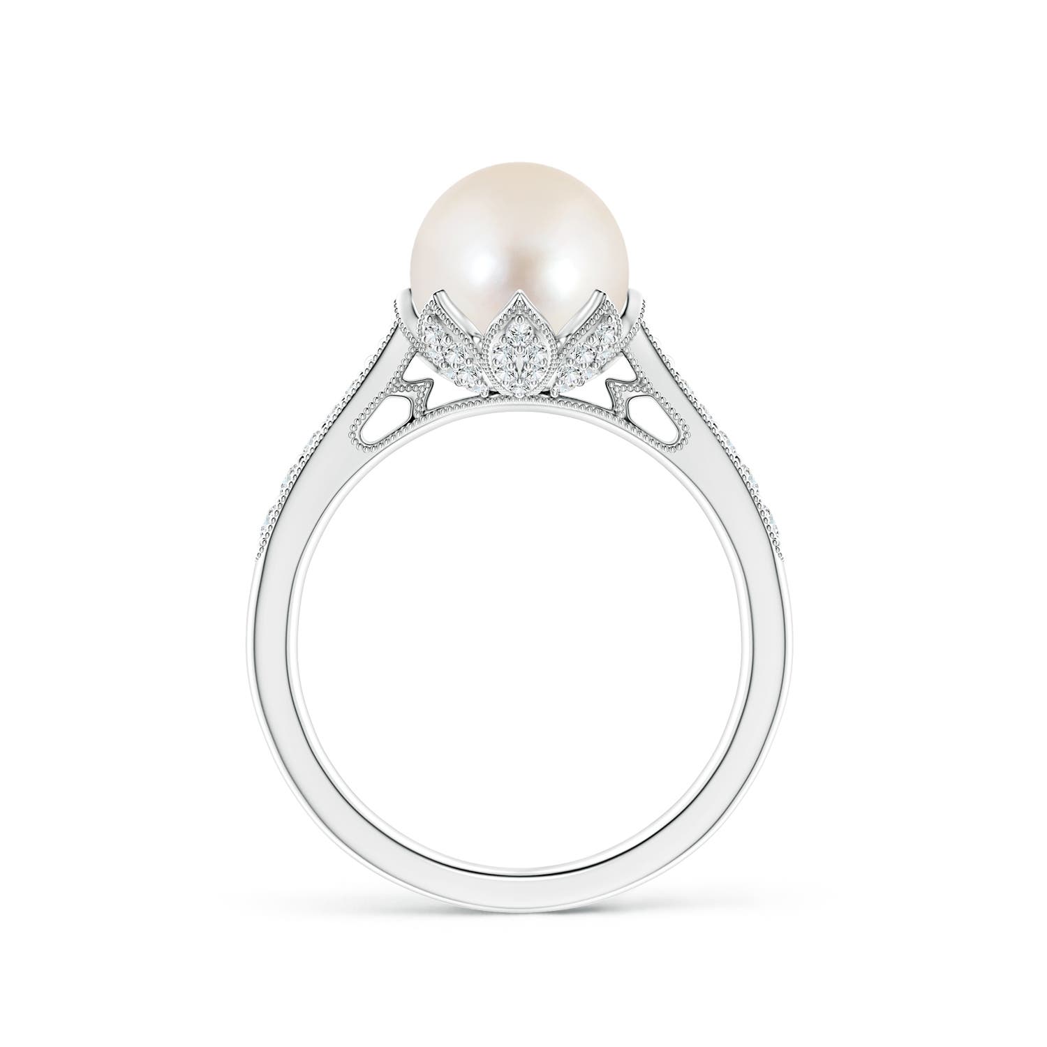8mm AAAA Vintage Style Freshwater Pearl Ring in P950 Platinum
