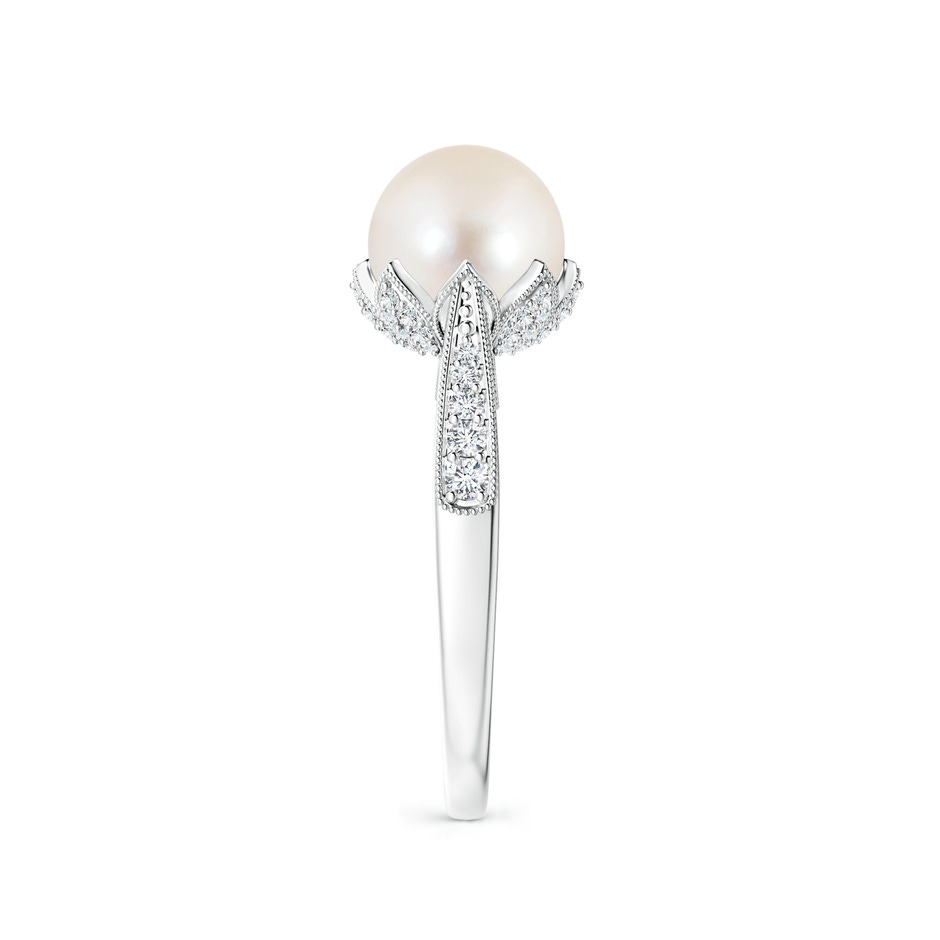 8mm AAAA Vintage Style Freshwater Pearl Ring in White Gold side 299