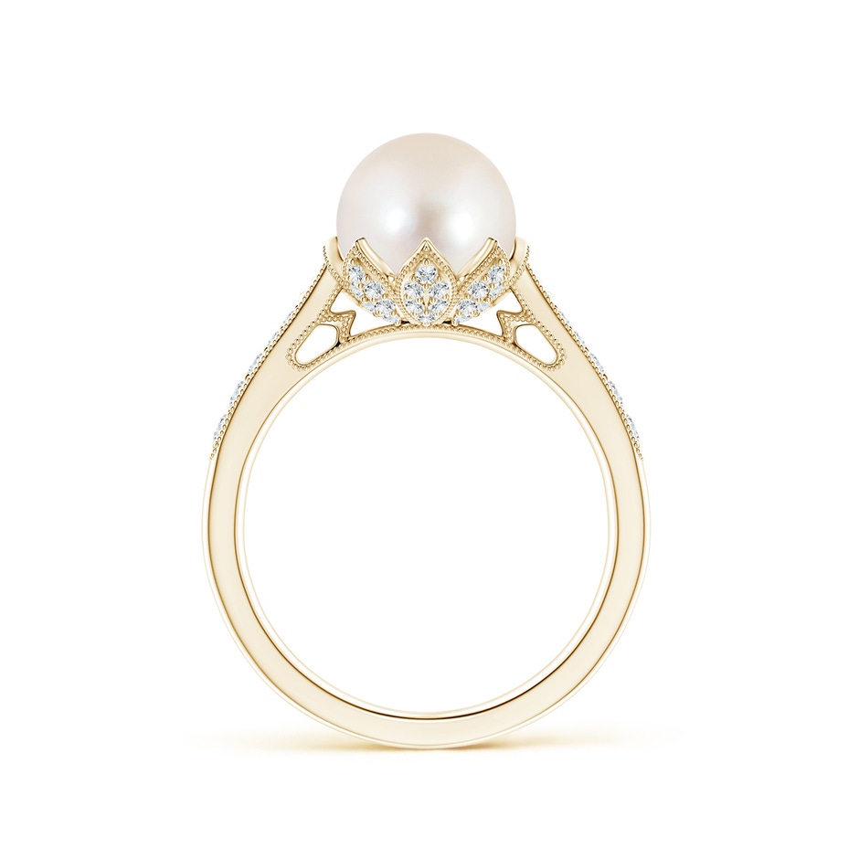8mm AAAA Vintage Style Freshwater Pearl Ring in Yellow Gold side 199