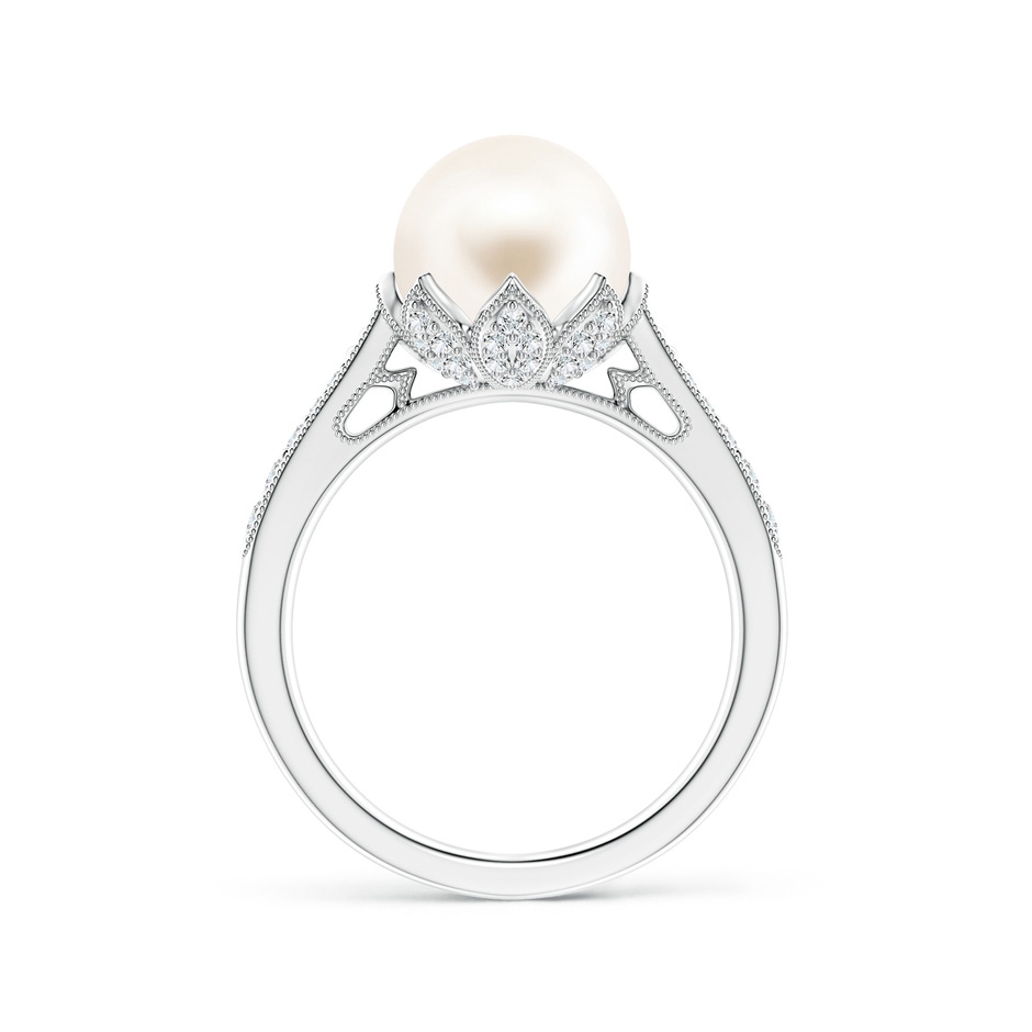 9mm AAA Vintage Style Freshwater Pearl Ring in White Gold side 199