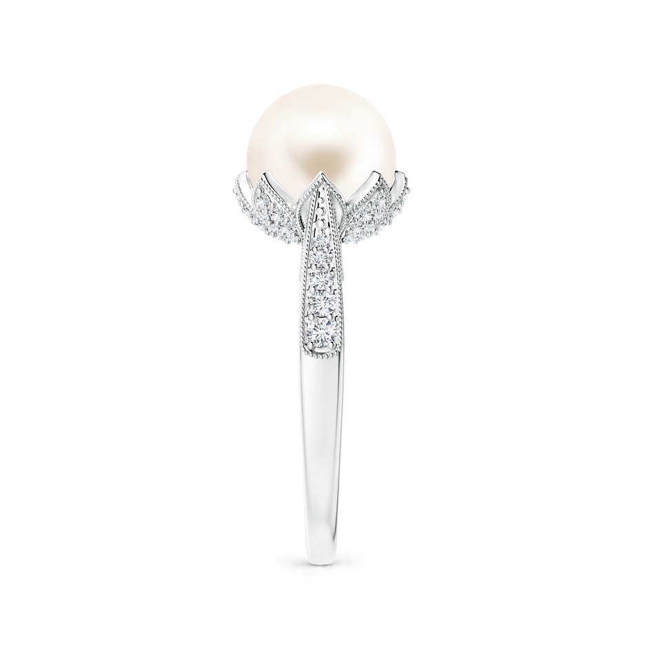 9mm AAA Vintage Style Freshwater Pearl Ring in White Gold side 299