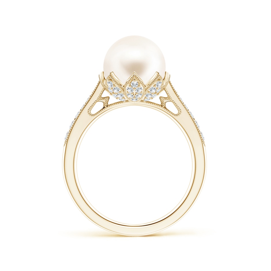 9mm AAA Vintage Style Freshwater Pearl Ring in Yellow Gold side 1