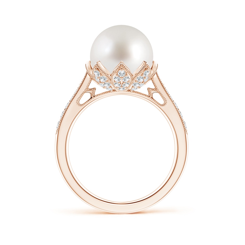10mm AAA Vintage Style South Sea Pearl Ring in Rose Gold side 199