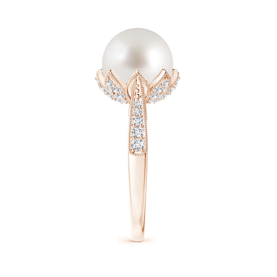 10mm AAA Vintage Style South Sea Pearl Ring in Rose Gold side 299