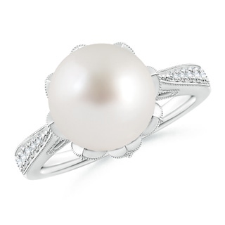 10mm AAA Vintage Style South Sea Pearl Ring in White Gold