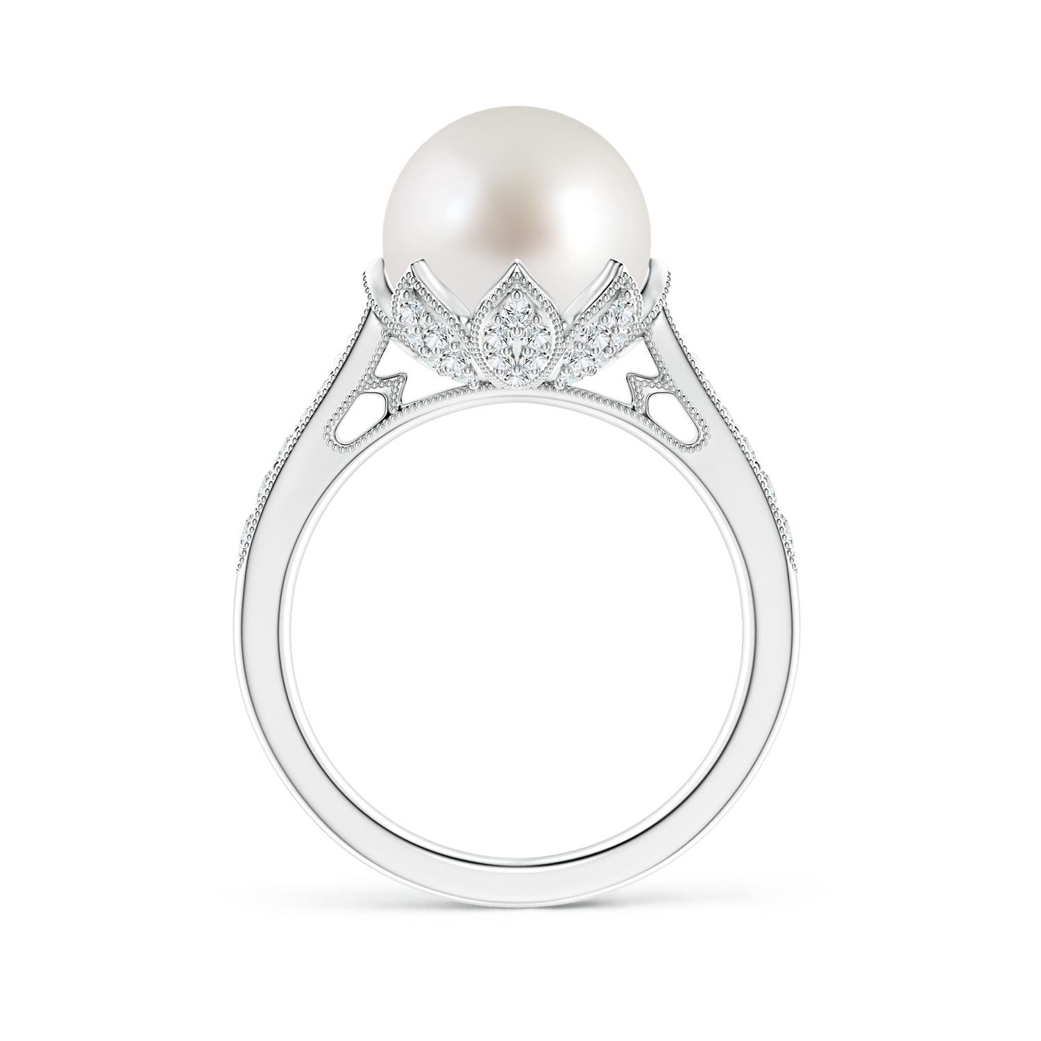 10mm AAA Vintage Style South Sea Pearl Ring in White Gold