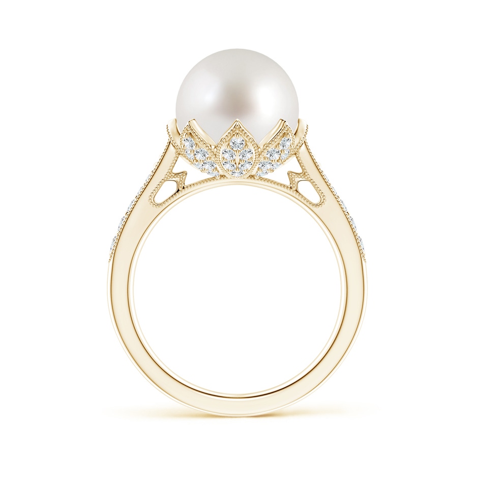10mm AAA Vintage Style South Sea Pearl Ring in Yellow Gold side 199