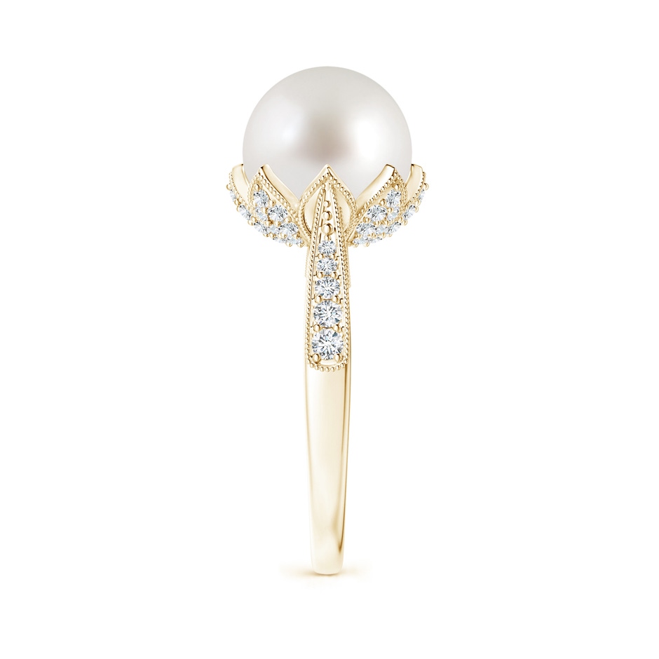 10mm AAA Vintage Style South Sea Pearl Ring in Yellow Gold side 299