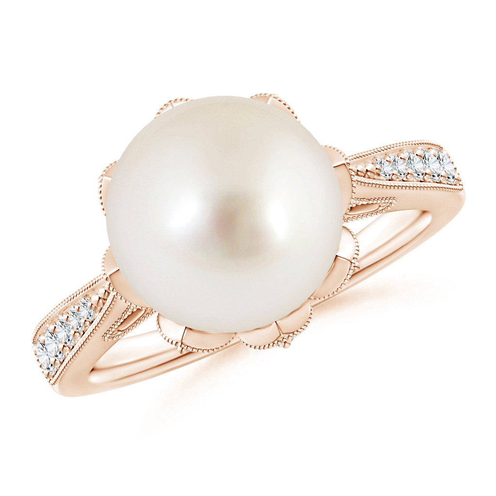 10mm AAAA Vintage Style South Sea Pearl Ring in Rose Gold