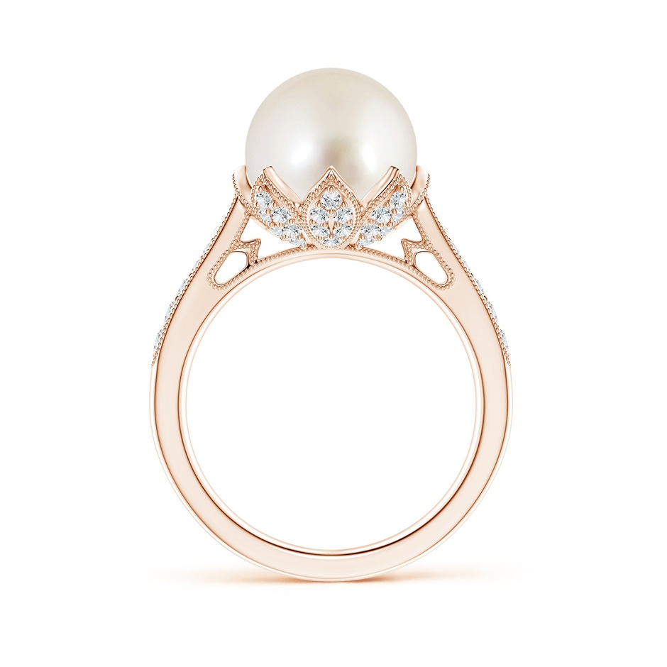 10mm AAAA Vintage Style South Sea Pearl Ring in Rose Gold side 199