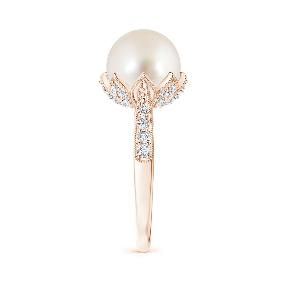 10mm AAAA Vintage Style South Sea Pearl Ring in Rose Gold side 299